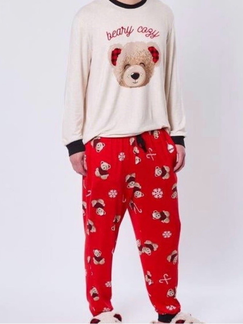 Dearfoams Red & Cream Beary Cozy Men’s 2X Pajamas NWT Holiday Christmas Matching